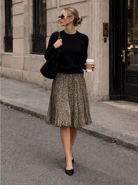 VINTAGE Y2K Leopard Print Midi Skirt Large Brown Black Chic CBK Office